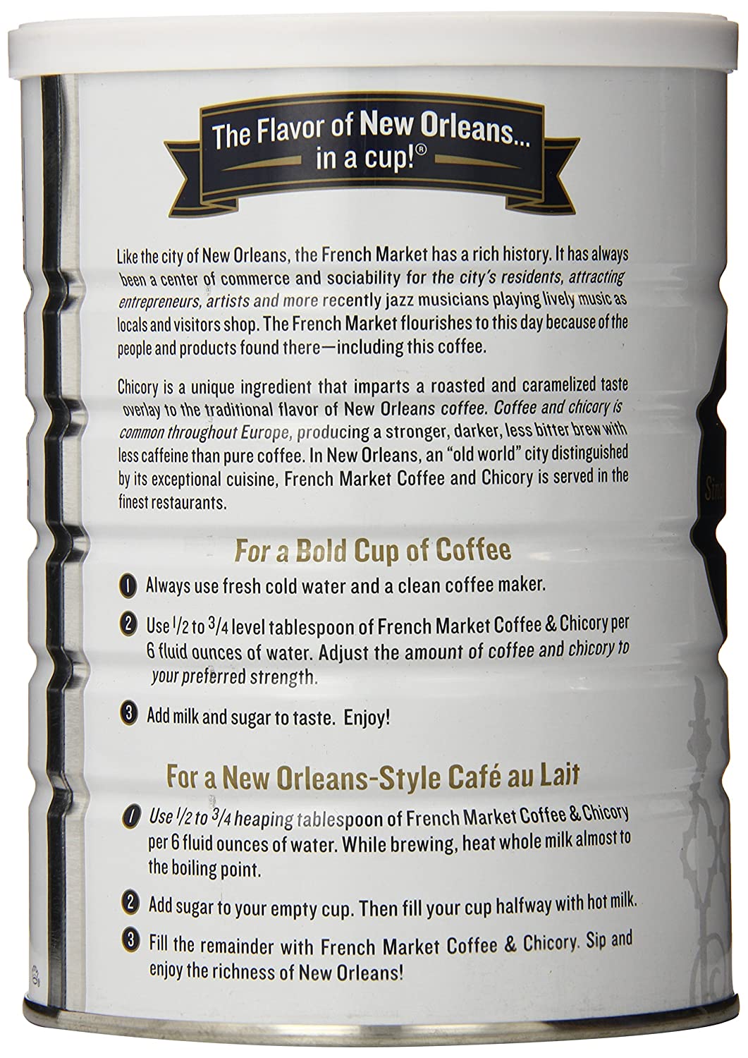 French Market Coffee, Coffee and Chicory Restaurant Blend, Medium-Dark Roast Ground Coffee, 12 Ounce Metal Can - Image 7